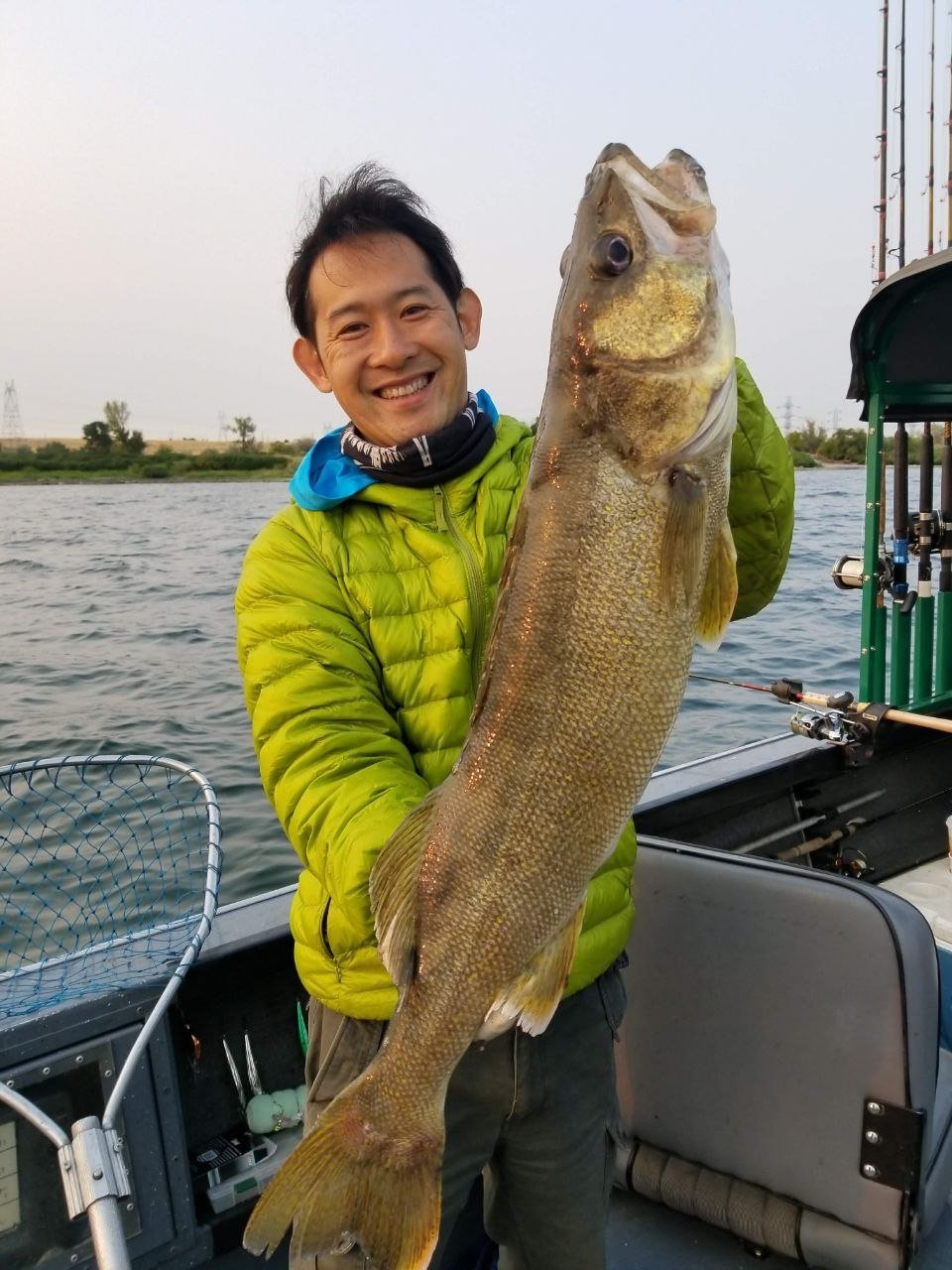 Angler holding a large walleye