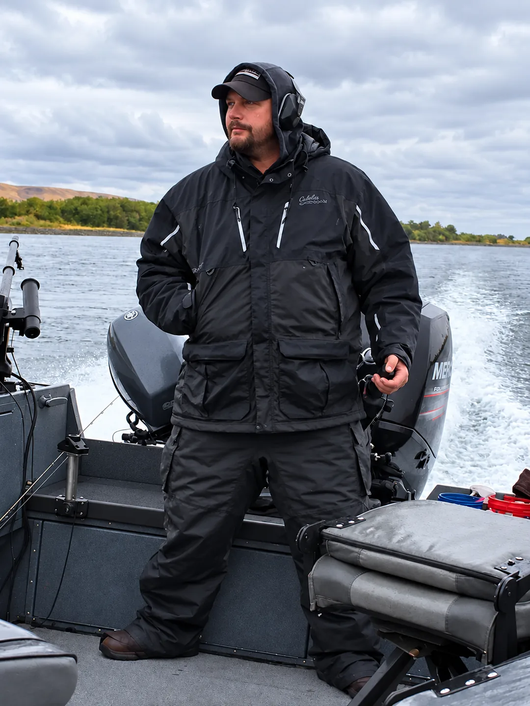 Elmer Hill aboard the guide boat