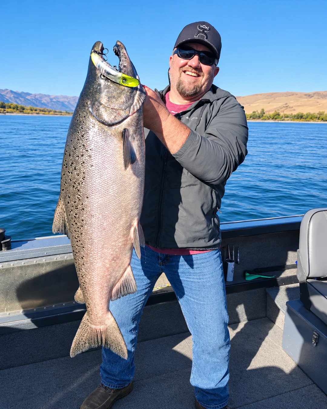 Angler holding a large Columbia River salmon