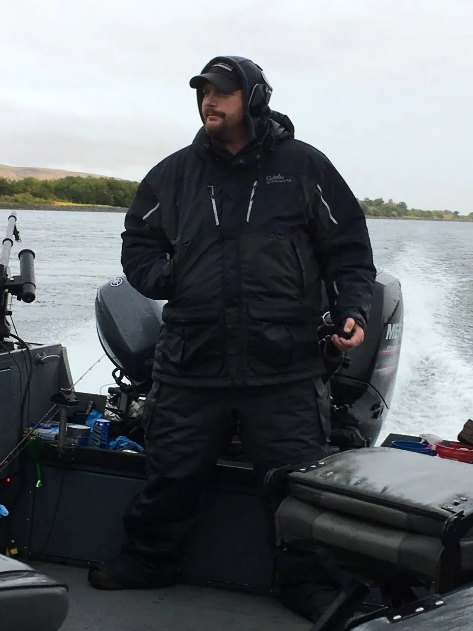 Elmer Hill aboard the guide boat